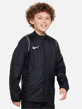 Nike Vintage Y2K Kids Black Windbreaker Jacket White Swoosh Size L
